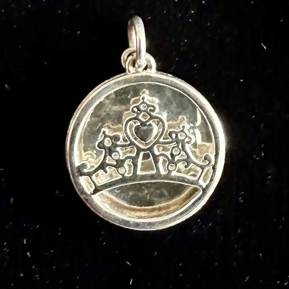 Disney Fairy Tale Moments Await Pendant Silver Plated Round Cinderella Charm